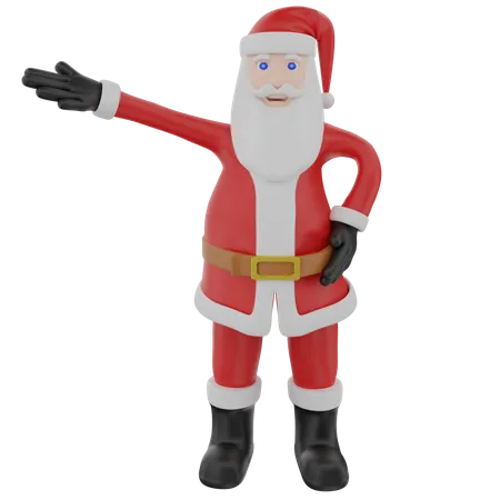 Santa Claus Rising Right Hand Pose  3D Illustration