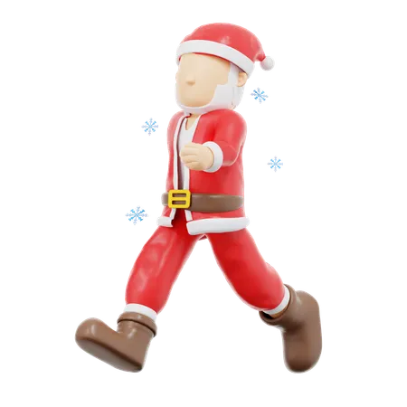 3 D Rendering Santa Claus Run Pose Illustration 3D Illustration