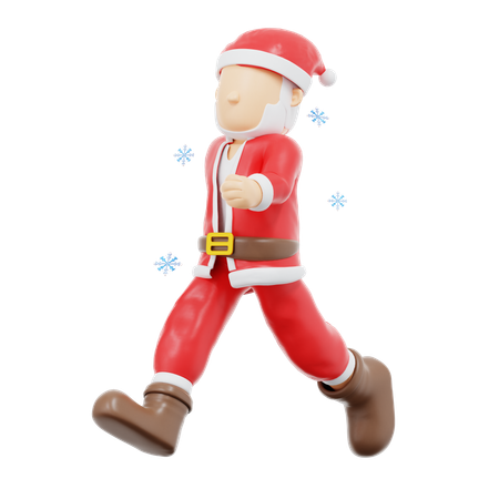 Santa Claus Run Pose  3D Illustration