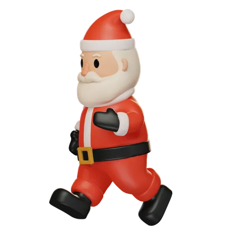 Santa Claus Running  3D Illustration