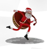 Santa Claus Running With Gift Bag