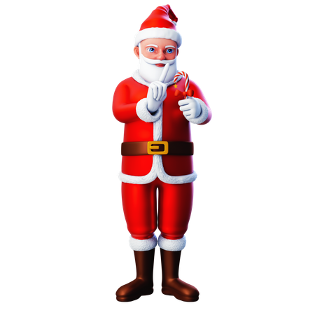 Santa Claus Say No To Christmas Candy  3D Illustration