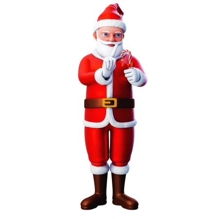 Santa Claus Say No To Christmas Candy  3D Illustration