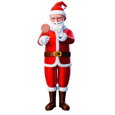 Santa Claus Say No To Lolipop  3D Illustration