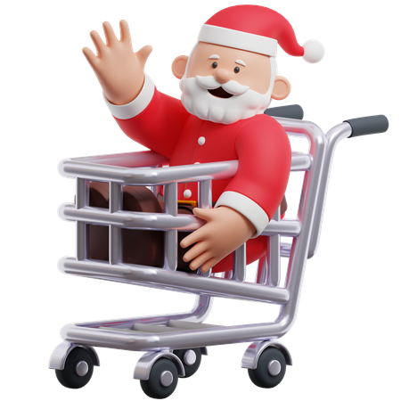 Santa Claus Shopping Cart  3D Illustration