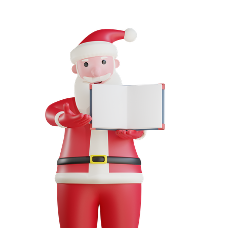 Santa Claus Showing Book 3D Illustration