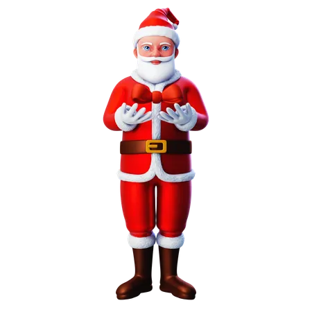 Santa Claus Showing Bow Ribbon  3D Illustration
