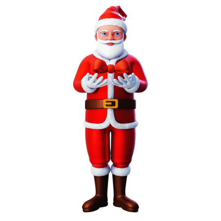 Santa Claus Showing Bow Ribbon  3D Illustration