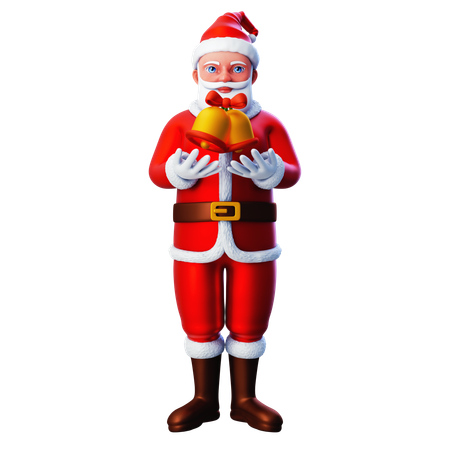 Santa Claus Showing Christmas Bells  3D Illustration