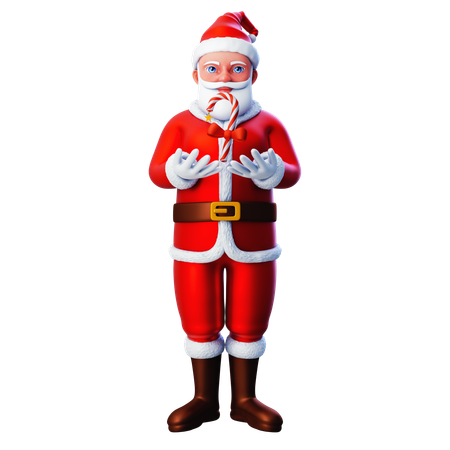 Santa Claus Showing Christmas Candy  3D Illustration