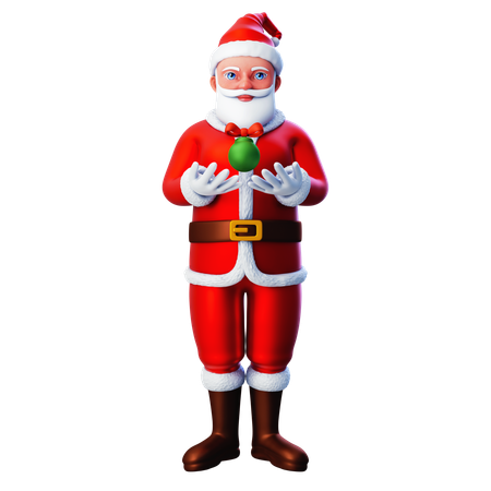 Santa Claus Showing Christmas Tree Lamp  3D Illustration