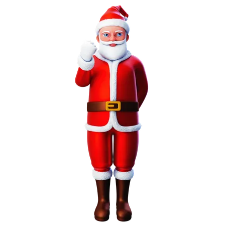 Santa Claus Showing Fist Gesture Using Left Hand  3D Illustration