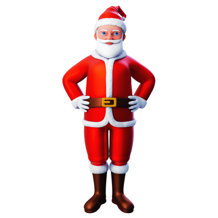 Santa Claus Showing Gesture Hands On Waist  3D Illustration
