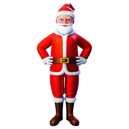 Santa Claus Showing Gesture Hands On Waist  3D Illustration