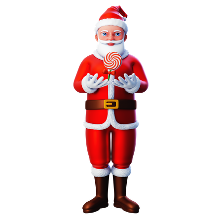 Santa Claus Showing Lolipop  3D Illustration