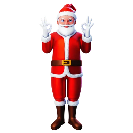 Santa Claus Showing Ok Gesture Using Both Hands  3D Illustration