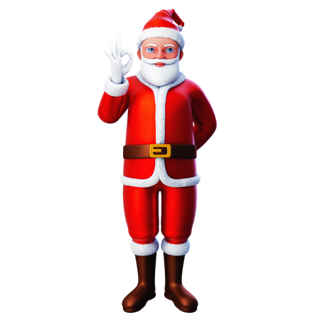 Santa Claus Showing Ok Gesture Using Left Hand  3D Illustration