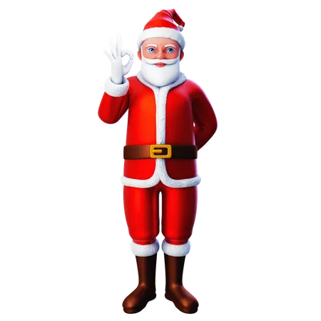 Santa Claus Showing Ok Gesture Using Left Hand  3D Illustration
