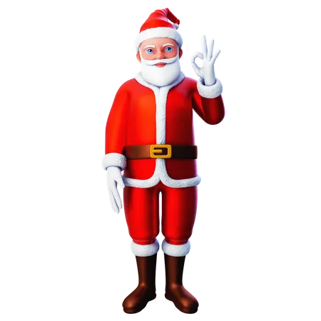 Santa Claus Showing Ok Gesture Using Right Hand  3D Illustration