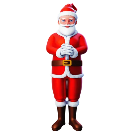 Santa Claus Showing Praying Hand Gesture  3D Illustration