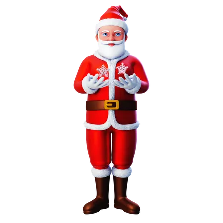 Santa Claus Showing Snow Flakes  3D Illustration