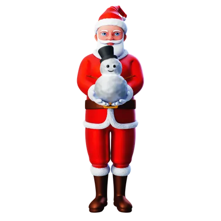 Santa Claus Showing Snowman  3D Illustration