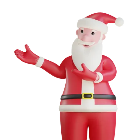 Santa Claus Showing Something  3D Illustration