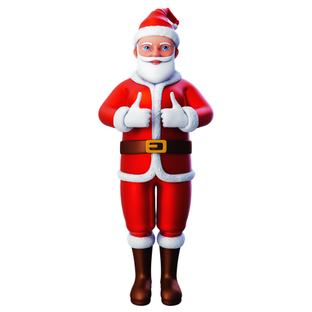 Santa Claus Showing Thumbs Up Gesture Using Both Hands  3D Illustration