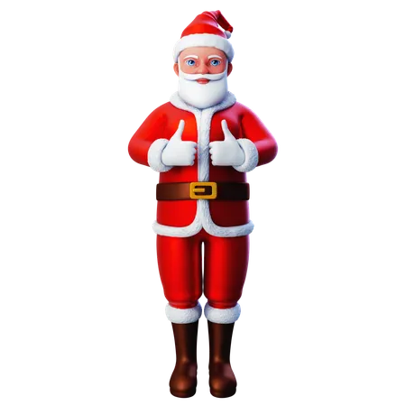Santa Claus Showing Thumbs Up Gesture Using Both Hands  3D Illustration