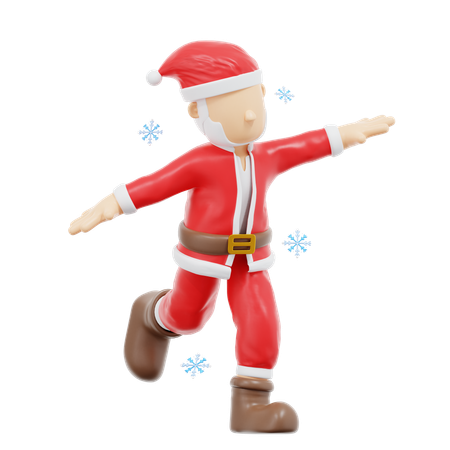 Santa Claus Silly Walking Pose  3D Illustration