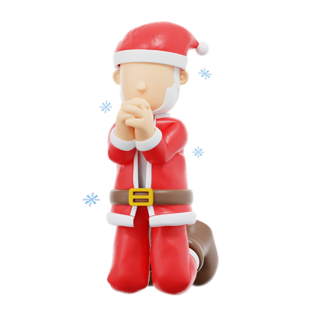 Santa Claus Sit And Pray Pose  3D Illustration