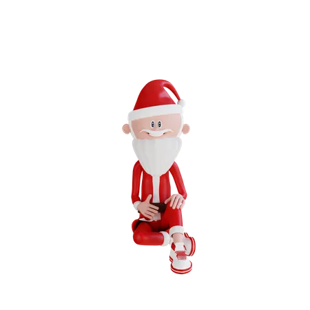 3 D Santa Claus Character Sitting Pose High Resolution 3D Illustration