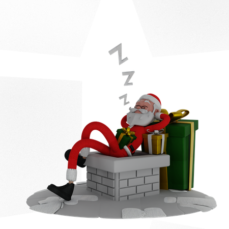 Santa Claus Sleeping  3D Illustration