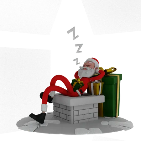 Santa Claus Sleeping  3D Illustration
