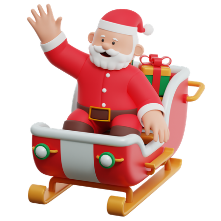 Santa Claus Sleigh  3D Illustration