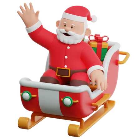 Santa Claus Sleigh  3D Illustration