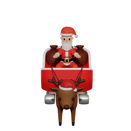 Santa Claus Sleigh  3D Illustration