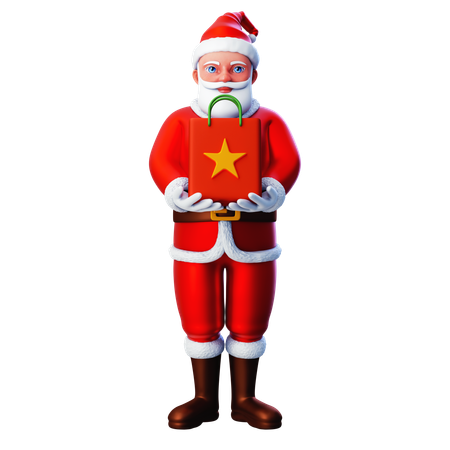 Papá Noel con bolsa de compras  3D Illustration