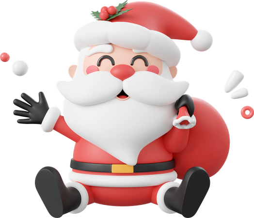 Santa claus con bolsa de regalo  3D Icon