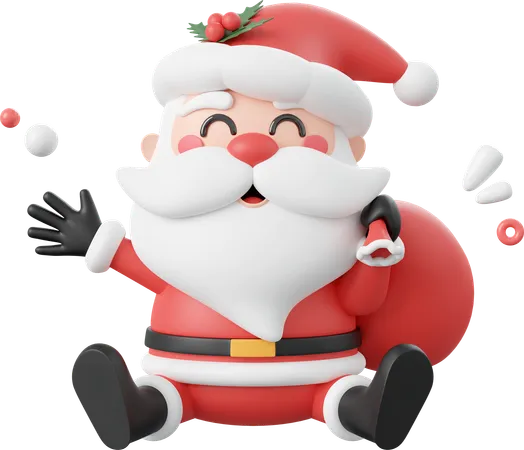 Santa claus con bolsa de regalo  3D Icon