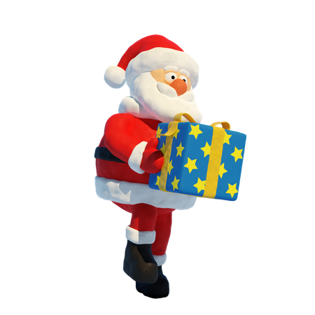 Santa claus con caja de regalo  3D Illustration