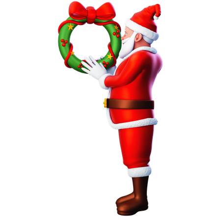 Santa claus sosteniendo corona  3D Illustration