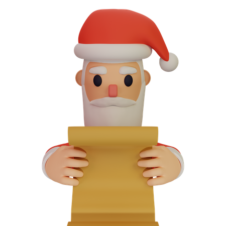 Santa claus sosteniendo pergamino  3D Illustration