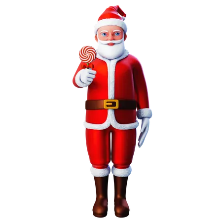 Papá Noel sosteniendo piruleta  3D Illustration