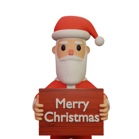 Santa claus con tablero de feliz navidad  3D Illustration