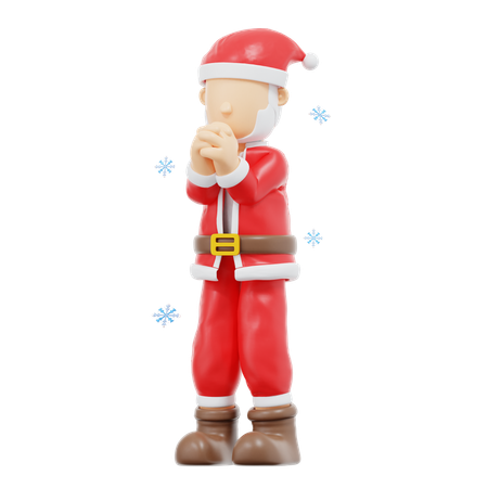 Santa Claus Stand And Pray Pose  3D Illustration