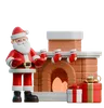 Santa Claus Standing By Fireplace