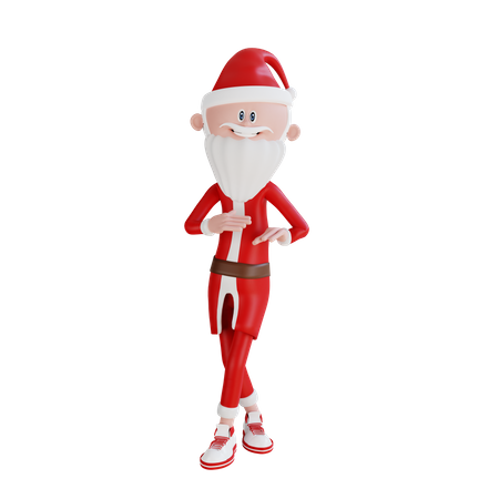 Santa Claus Standing With Crossed Legs Pose 3D Illustration