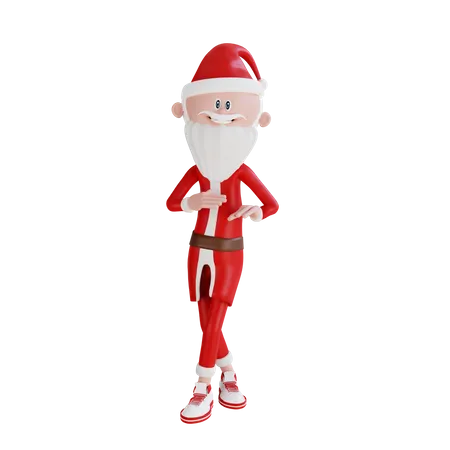 Santa Claus Standing With Crossed Legs Pose  3D Illustration
