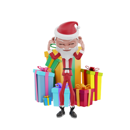 Santa claus stress with christmas gifts  3D Illustration